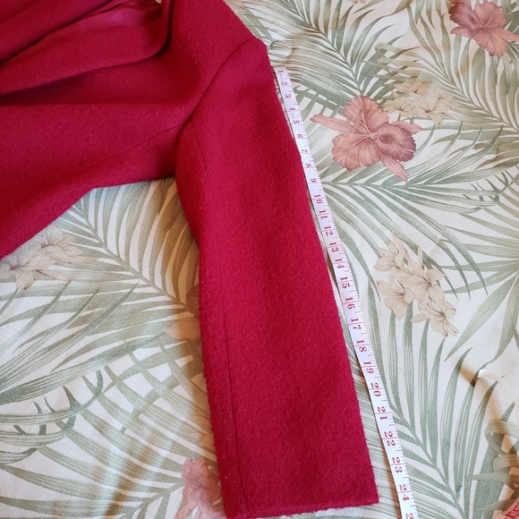 Vintage Claudia & Marc Wool Texture Blazer Red 12 Retro - Picture 11 of 13